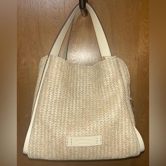 American Leather Co. Handbags - American Leather Co. Triple Entry Leather Auburn Crossbody- Cream Raffia